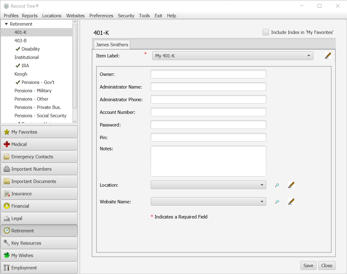 Retirement Records – Pension Records – Record Tree® Retirement Records Software